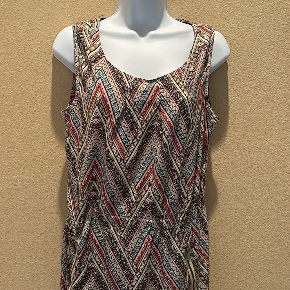 PURA VIDA Printed SLEEVELESS Sun DRESS Size large‎ Elastic waist